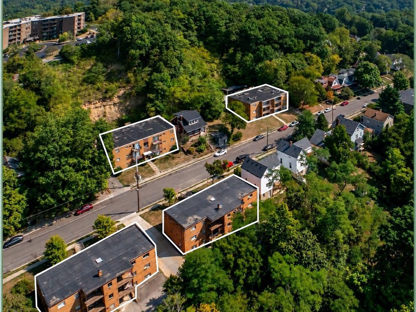 Aerial view of Northside Apartments in Northside, Cincinnati